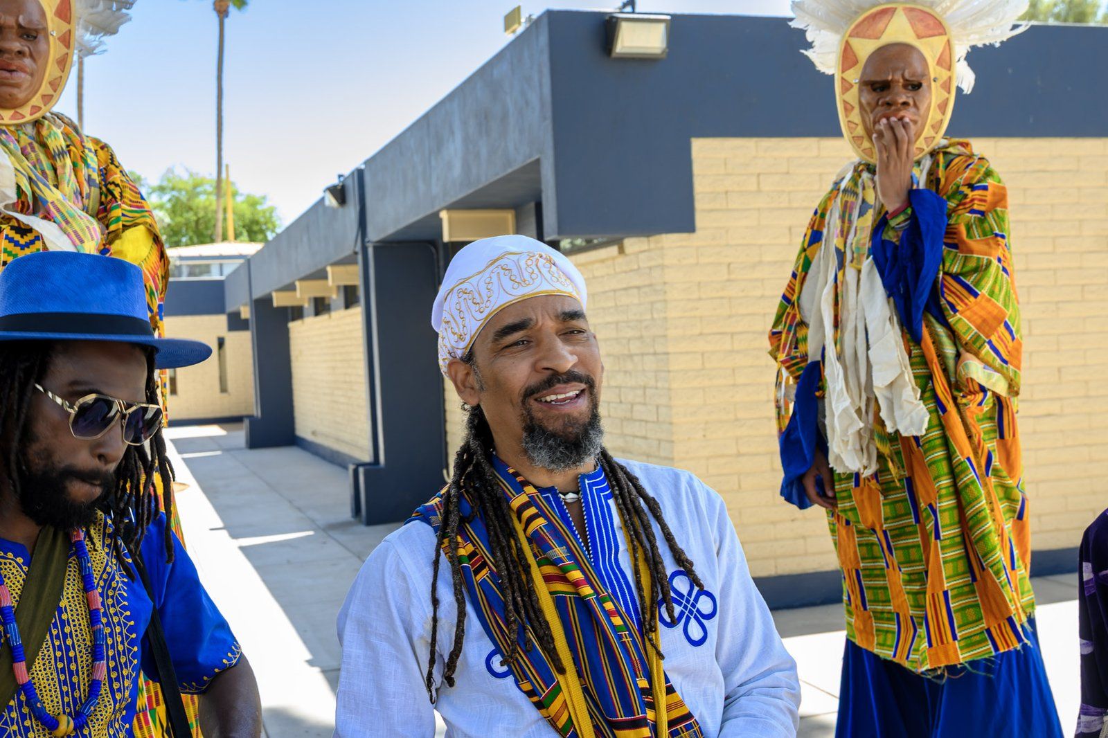 Participants in ceremonial dress at a cultural celebration